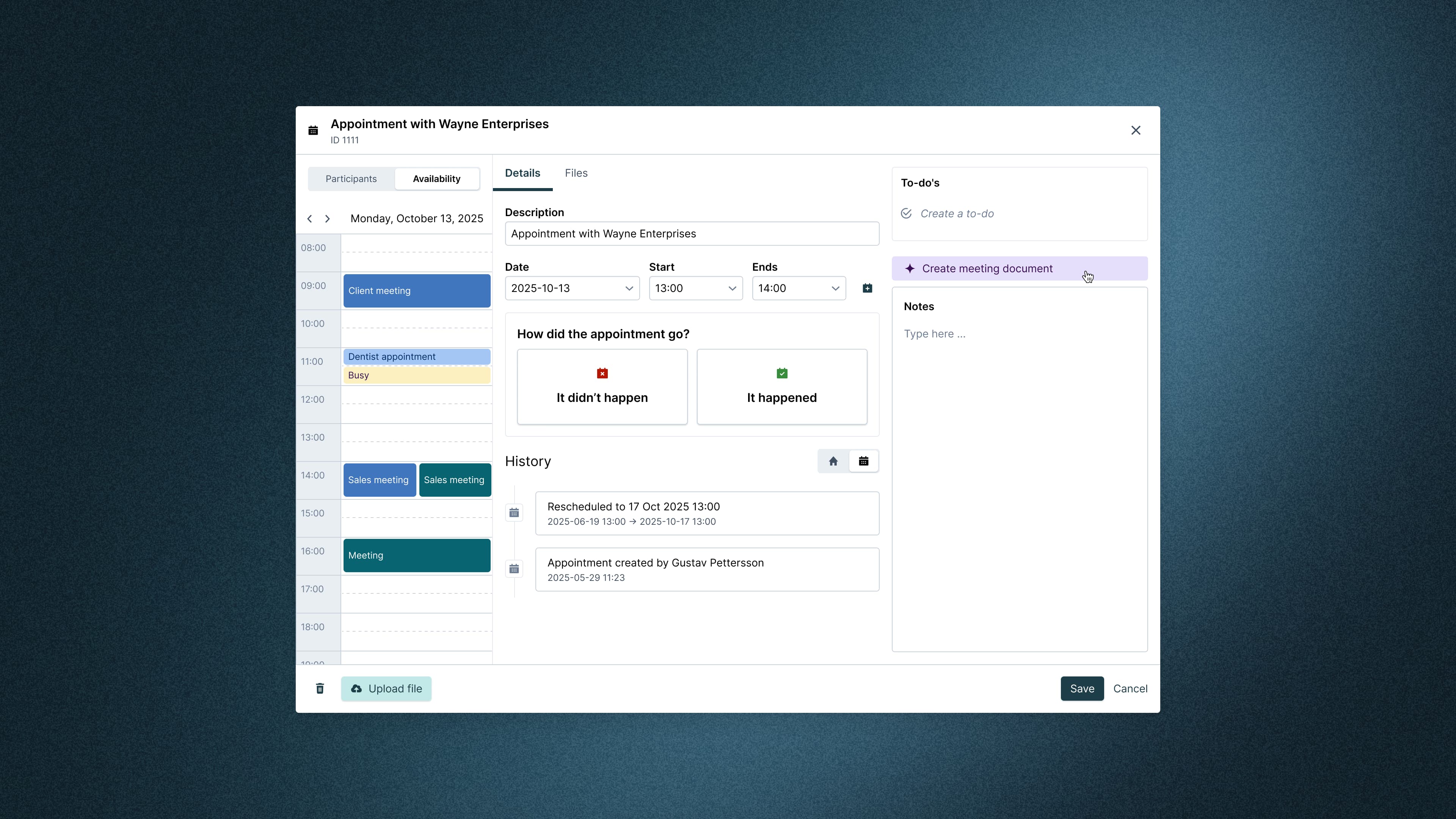 Preparation agent in appointment view