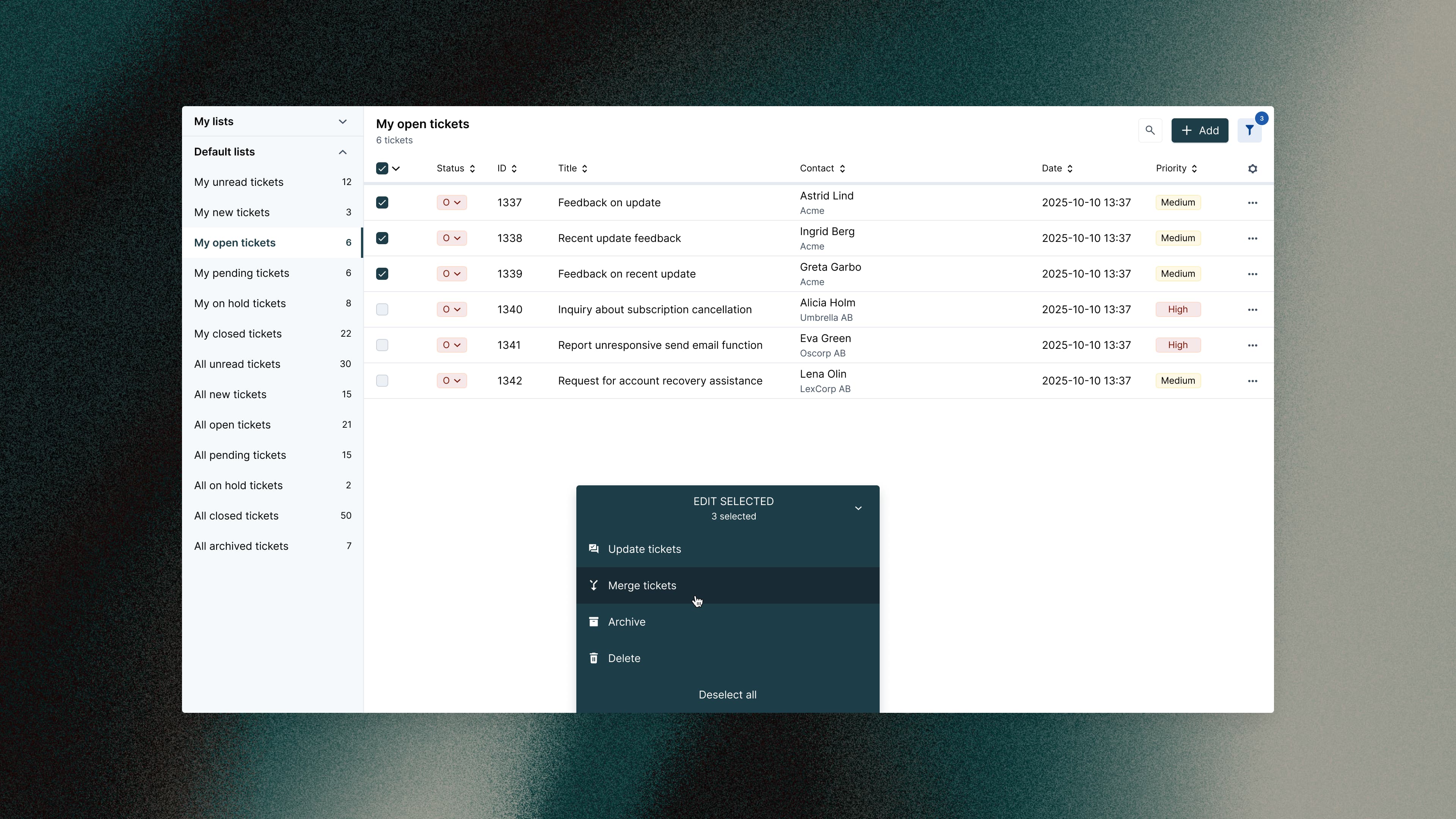 Merge tickets step 1