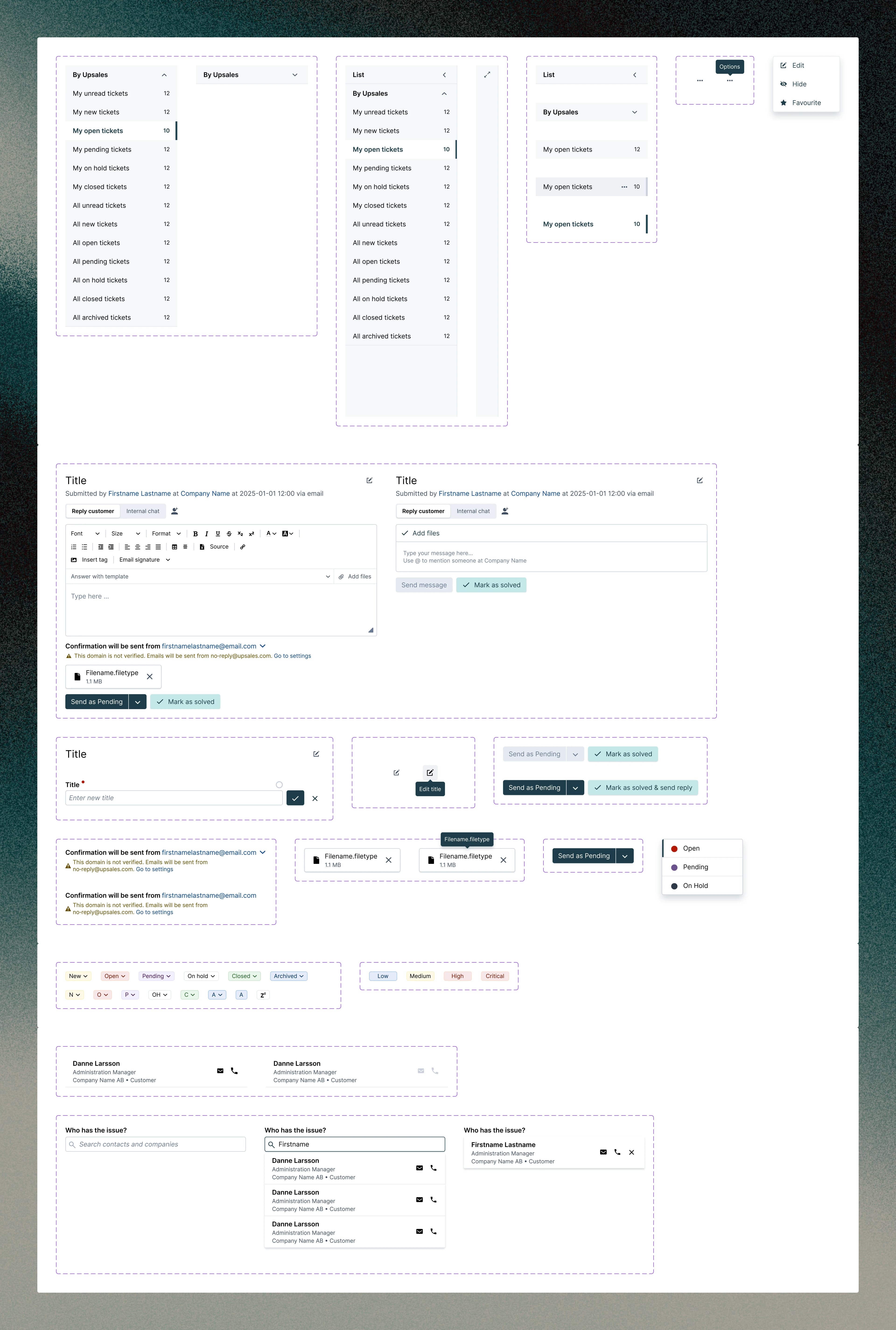 Component library for customer service